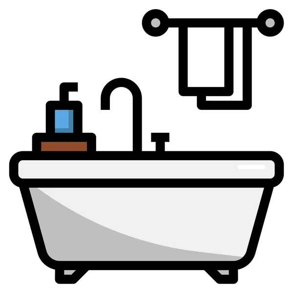 Bad Badewanne Home Symbol Stil Ausgefüllter Umrisse — Stockvektor