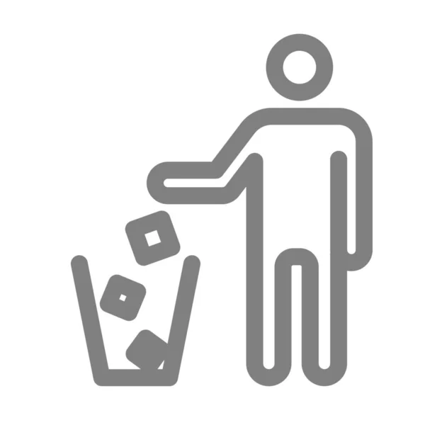 Κάδο Σκουπίδια Εικονίδιο Σκουπίδια Στυλ Περίγραμμα — Διανυσματικό Αρχείο