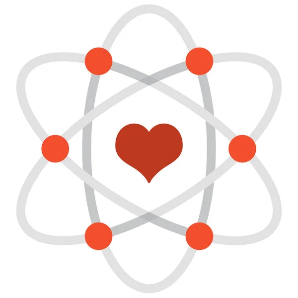 Atom Hjärta Kärlek Ikon Platt Stil — Stock vektor