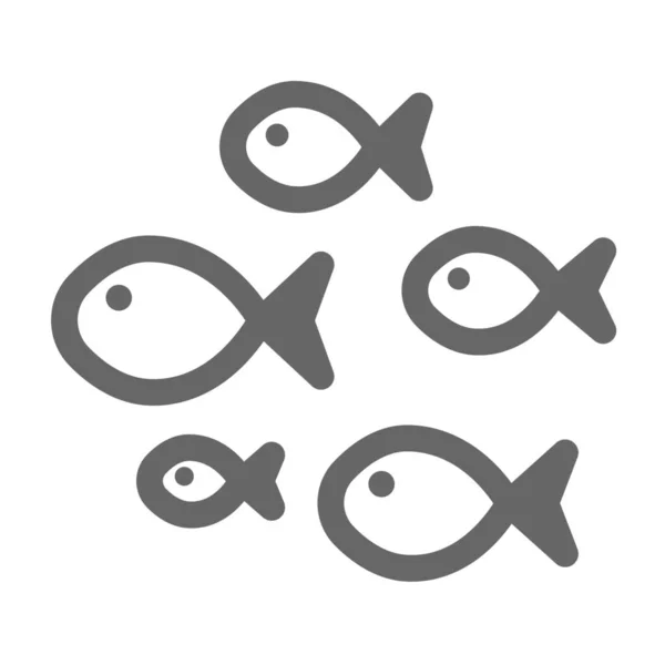 Balık Yaşam Okulu Simgesi Ana Hatları Biçiminde — Stok Vektör
