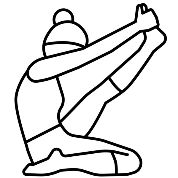 Reiher Posiert Yoga Ikone Outline Stil — Stockvektor