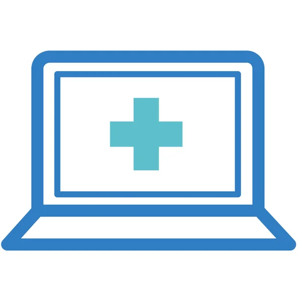Zdrowie Szpital Strona Internetowa Laptop Ikona Stylu Zarys — Wektor stockowy