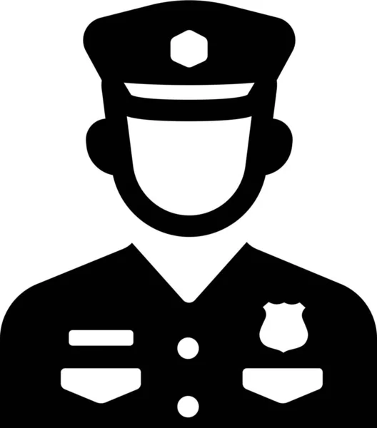 Avatar Cop Guard Icon Solid Style — Stock Vector