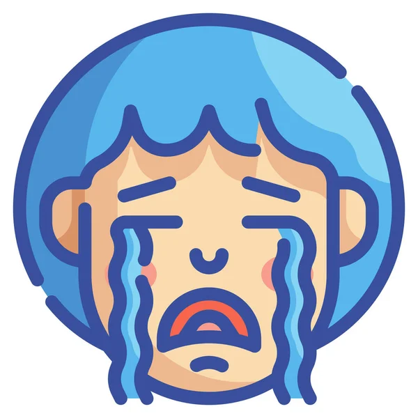 Huilen Huilen Emoji Icoon — Stockvector