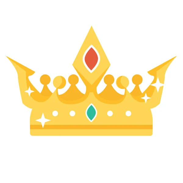 Award Crown Gold Icon Flat Style — Stock Vector