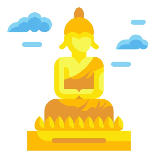 Asie Bouddha Grande Icône — Image vectorielle