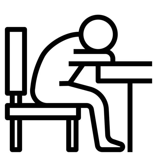 Burnout Épuisé Icône Fatigue Dans Style Outline — Image vectorielle