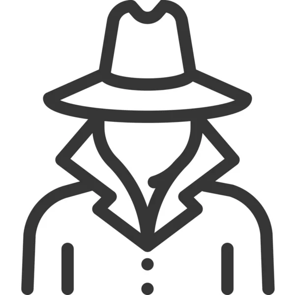 Ikona Agenta Avatara Detektywa Zarysie — Wektor stockowy