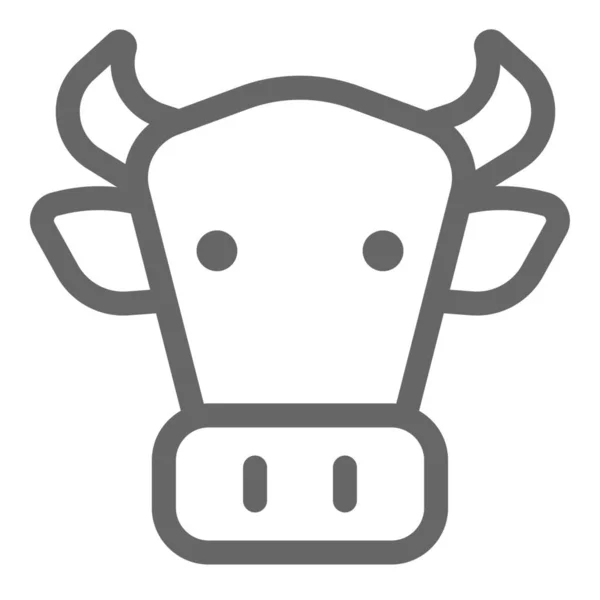 アウトラインスタイルの動物の牛の顔のアイコン — ストックベクタ