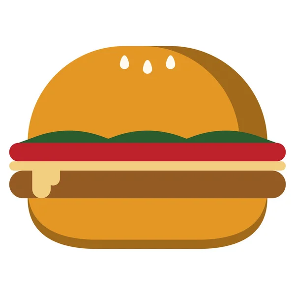 Burger Diät Fastfood Ikone Flachen Stil — Stockvektor