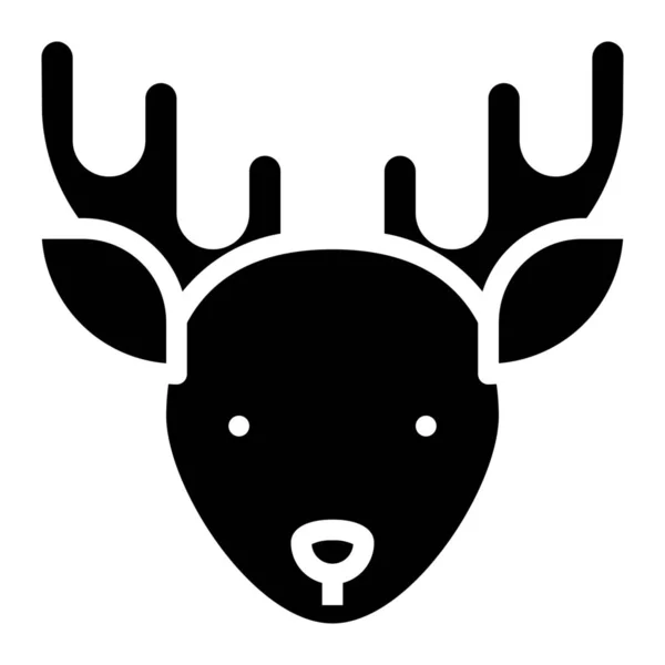 Икона Оленей Рождество Животных Твердом Стиле — стоковый вектор