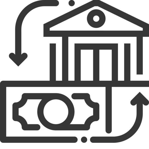 Τράπεζα Ψηφιακό Εικονίδιο Μέθοδος Στυλ Περίγραμμα — Διανυσματικό Αρχείο