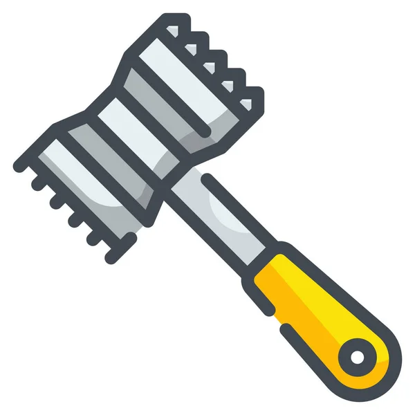 Butcher Cooking Hammer Icon Filled Outline Style — Stock Vector