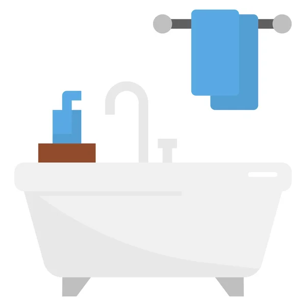 Bathroom Bathtub Home Icon Flat Style — Stock Vector