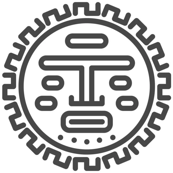 Starożytna Ikona Aztec Maya Stylu Zarys — Wektor stockowy