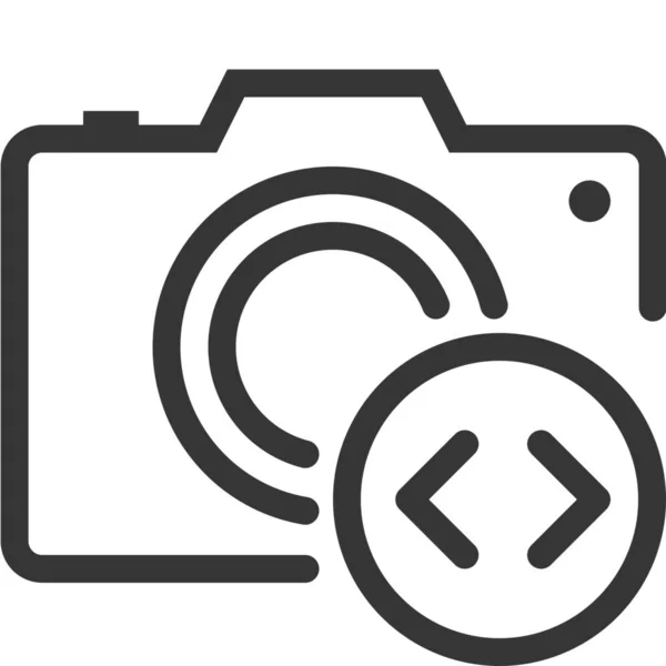 Camera Code Ongelijkheid Pictogram Outline Stijl — Stockvector