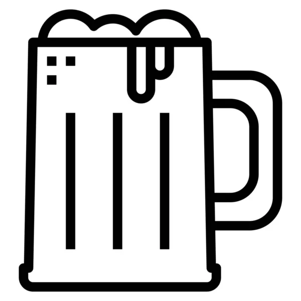 ビール飲料用ガラスのアイコン概要スタイル — ストックベクタ