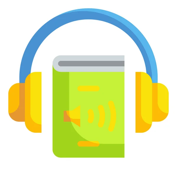 Audio Book Headphone Ikon Oktatási Iskolai Tanulási Kategóriában — Stock Vector