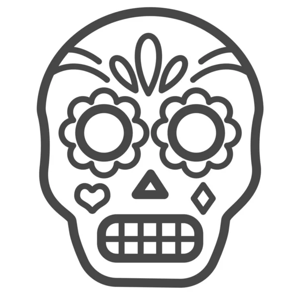Calavera Jour Mort Icône Mexicaine Dans Style Outline — Image vectorielle