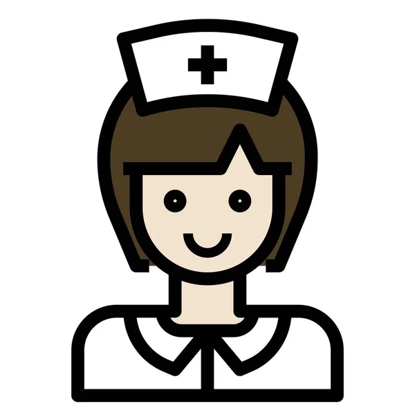 Avatar Ιατρική Εικόνα Νοσοκόμα Γεμάτο Περίγραμμα Στυλ — Διανυσματικό Αρχείο