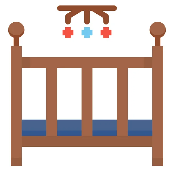 Babybett Symbol Der Kategorie Babys Kinder Kindheit — Stockvektor