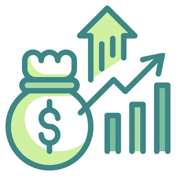 Finances Entreprise Icône Graphique Dans Style Contour Rempli — Image vectorielle