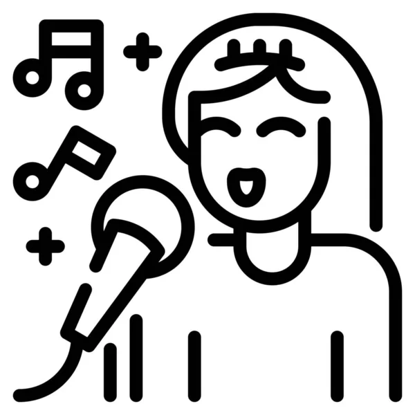 Birthday Karaoke Music Icon Outline Style — Stock Vector