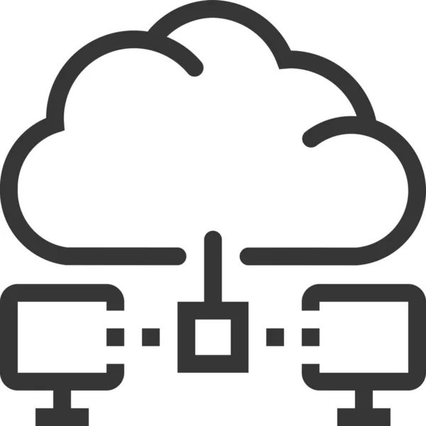 Иконка Подключения Облаку Стиле Контура — стоковый вектор