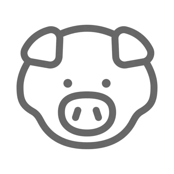 Icono Cerdo Cabeza Comida Estilo Esquema — Vector de stock