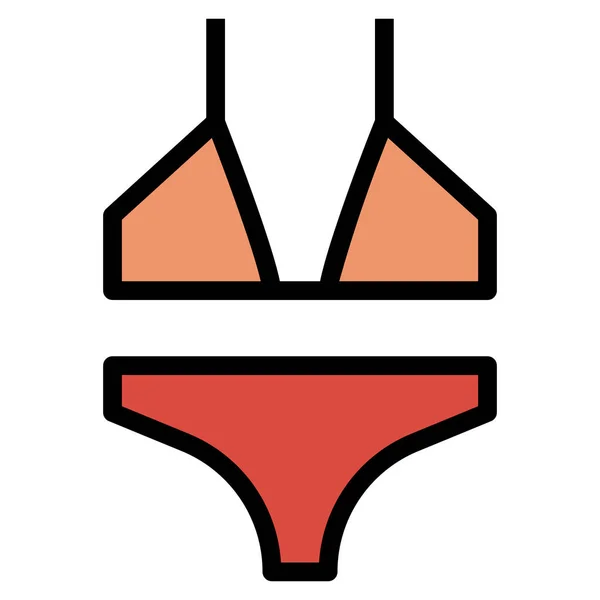 Icône Mer Piscine Bikini Dans Style Contour Rempli — Image vectorielle