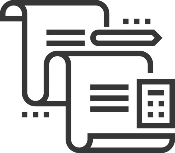 Factura Calculadora Documento Icono Estilo Esquema — Archivo Imágenes Vectoriales