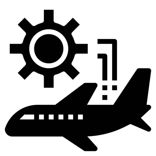 Aviation Check Engine Icon Solid Style — Stock Vector