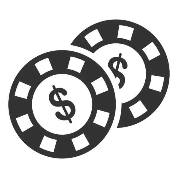 Casino Chip Munten Pictogram Solid Stijl — Stockvector