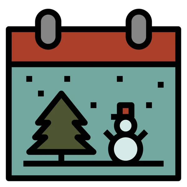 Календар Різдвяний День Значок Заповненому Стилі Контуру — стоковий вектор