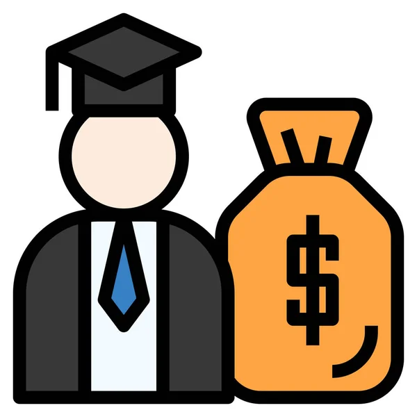 Ícone Educação Ganho Orçamento Estilo Esboço Preenchido — Vetor de Stock