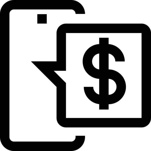 Δολάριο Εικονίδιο Του Κινητού Τηλεφώνου Στυλ Περίγραμμα — Διανυσματικό Αρχείο