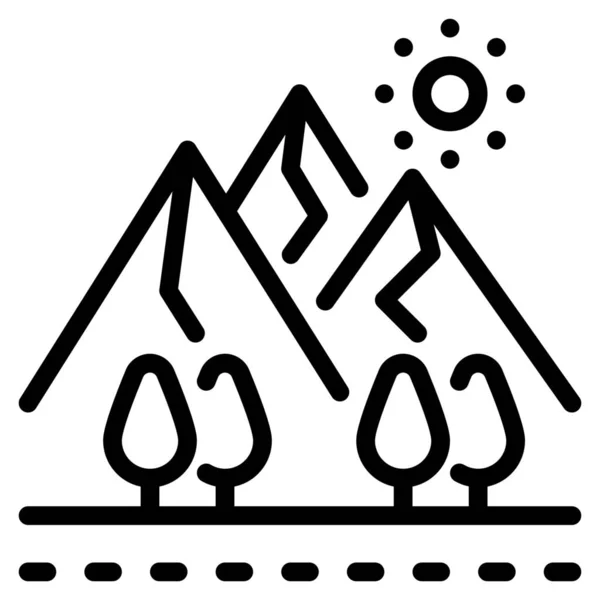 Лісовий Пейзаж Гірська Ікона Стилі Контур — стоковий вектор