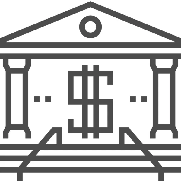 Банківська Будівля Готівка Значок Стилі Контур — стоковий вектор