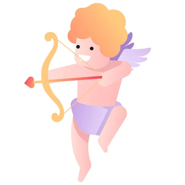 Icono Corazón Dios Cupido Estilo Suave — Vector de stock