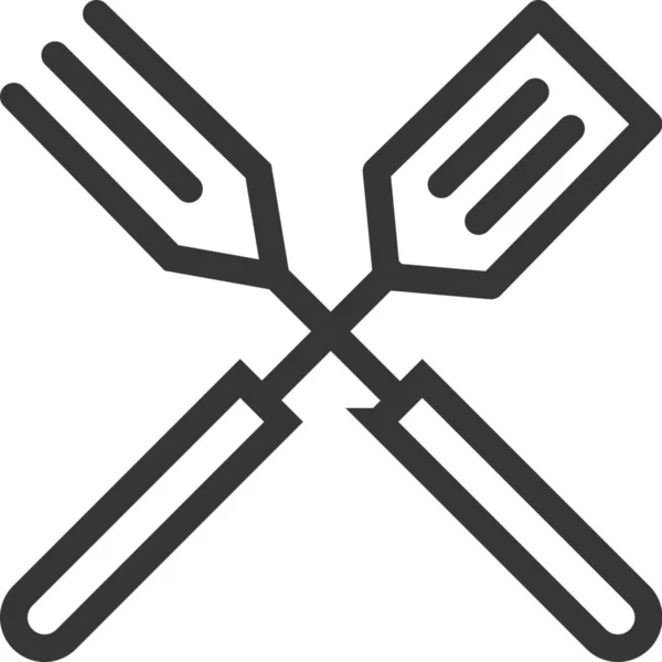 Barbecue Cook Cutlery Icon Outline Style — Stock Vector