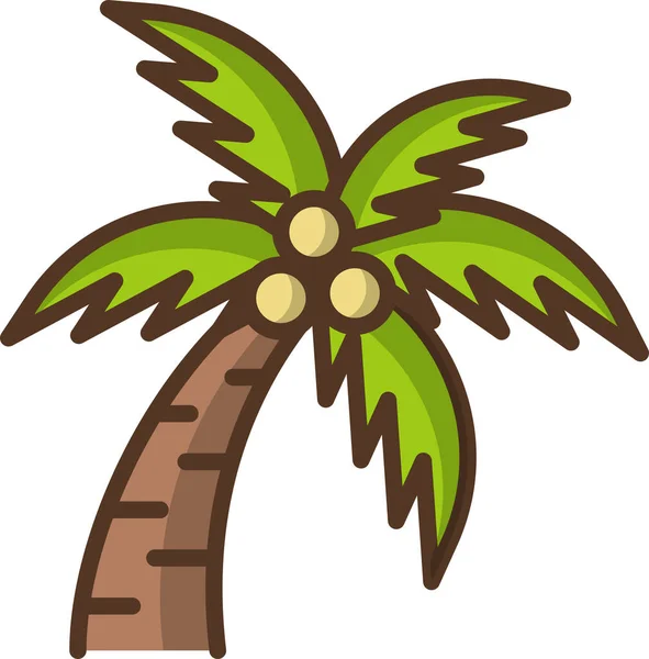 Beach Palm Tree Icon Filled Outline Style — Stock Vector