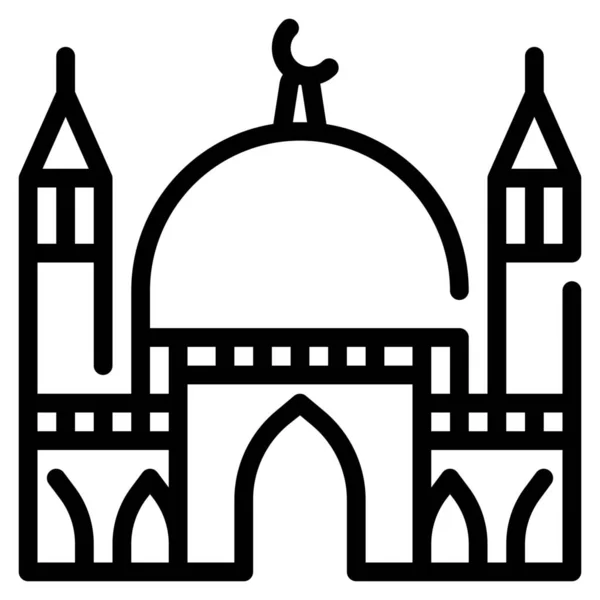 Arhitectură Clădiri Pictogramă Moschee Stil Schiță — Vector de stoc