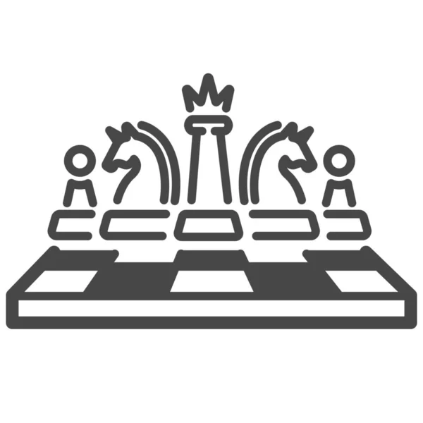 Σκάκι Εικονίδιο Παιχνίδι Σκακιέρα Στυλ Περίγραμμα — Διανυσματικό Αρχείο