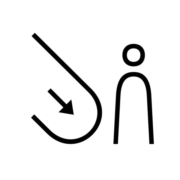 Unten Escelator Person Symbol Outline Stil — Stockvektor