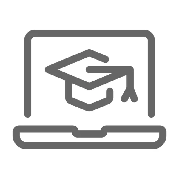 Onderwijs Afgestudeerde Laptop Pictogram — Stockvector