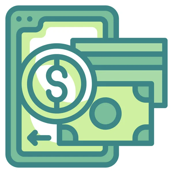 Carte Monnaie Paiement Icône — Image vectorielle
