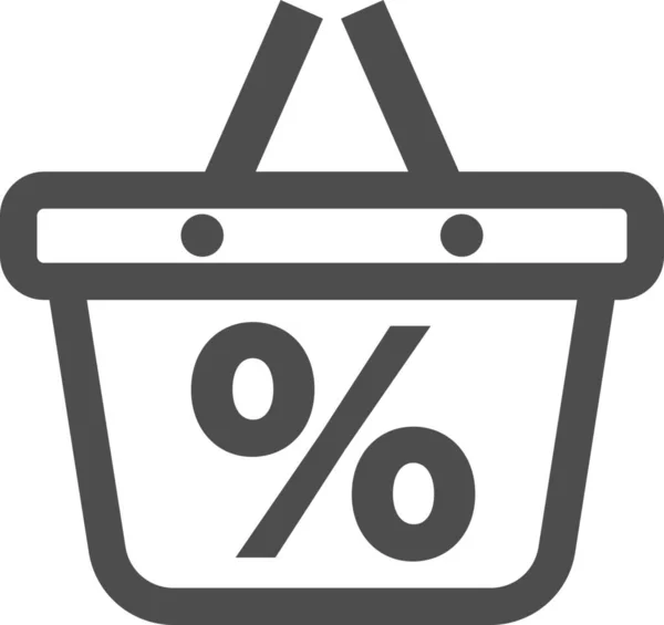 Cart Discount Promotion Icon Solid Style — Stock Vector