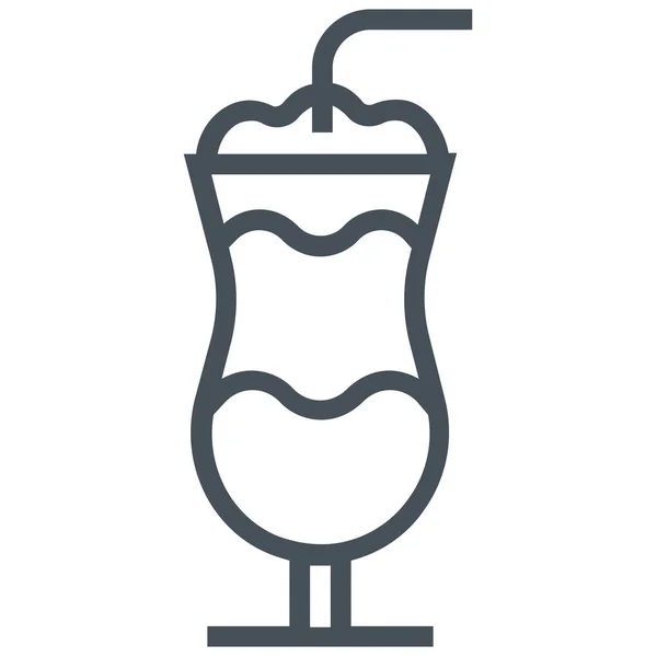 Kahve Çölü Frappe Simgesi Ana Hatları Tarzında — Stok Vektör