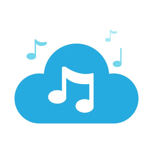 Icono Medios Audio Nube Estilo Plano — Vector de stock