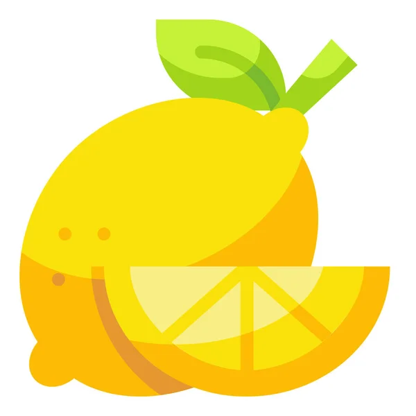 Jídlo Ovoce Citron Ikona Plochém Stylu — Stockový vektor